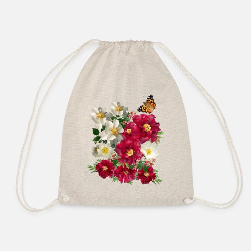 Sommergartenblumen, Floral Design - Turnbeutel - Natur