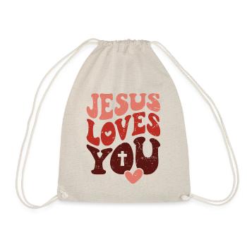 Jésus t’aime t’aime Verset biblique chrétien - Sac de sport léger - nature - Devant