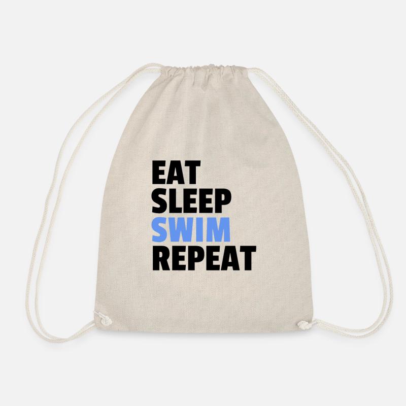 Eat Sleep Swim Repeat - Drawstring Bag - nature