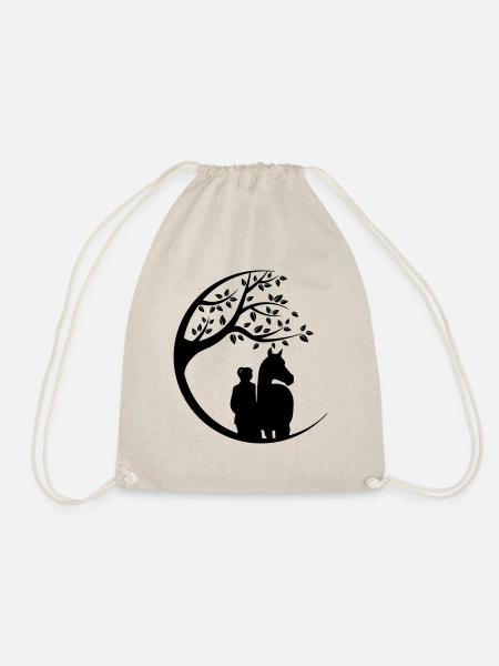 A girl with a horse - Drawstring Bag - nature