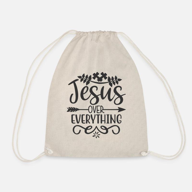 jesus over everything - Drawstring Bag - nature
