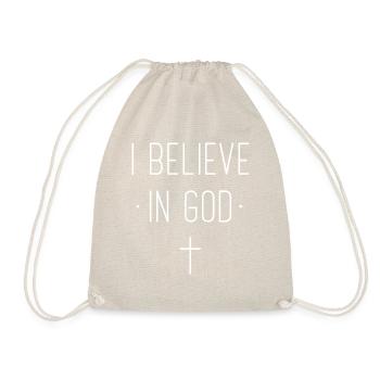 i Believe in God - Ich glaube an Gott - Christlich - Turnbeutel - Natur - Vorne