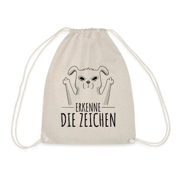 Erkenne die Zeichen. Finger Mittelfinger Fuck You - Turnbeutel - Natur - Vorne