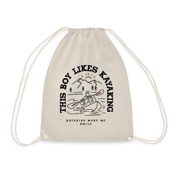 Boy Likes Kayaking Conoeing Kayak Whitewater - Drawstring Bag - nature - Front