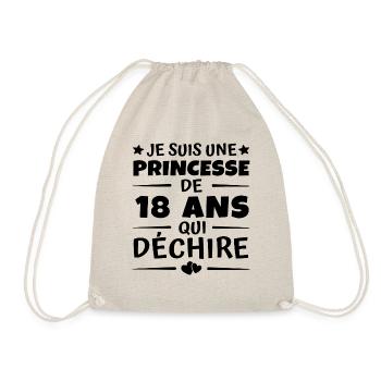 princesse de 18 ans / anniversaire 18 ans - Sac de sport léger - nature - Devant