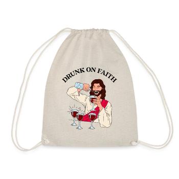 Drunk On Faith Religious Design - Drawstring Bag - nature - Front
