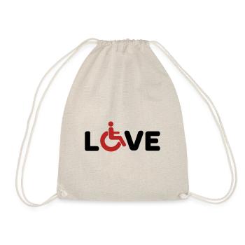 Rollstuhl Love Behindert - Turnbeutel - Natur - Vorne