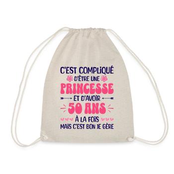 Femme Princesse Anniversaire 50 Ans - Sac de sport léger - nature - Devant