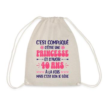 Femme Princesse Anniversaire 40 Ans - Sac de sport léger - nature - Devant