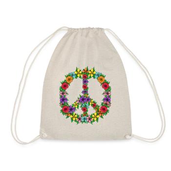 Peace sign symbol Floral peace sign flowers - Drawstring Bag - nature - Front
