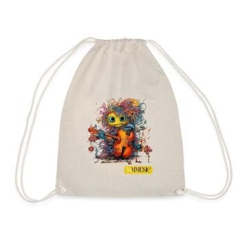 Shirt: Cute Monster Music Instrument Süß - Turnbeutel - Natur - Vorne