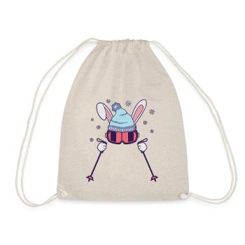 Easter Ski Rabbit Funny Winter Sports Gift - Drawstring Bag - nature - Front