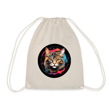 Portrait de chat mignon en technique d'aquarelle dans un cercle - Sac de sport léger - nature - Devant