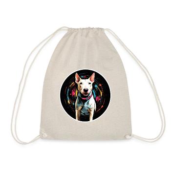 Minibullterrier in buntem Farbkreis in Aquarell - Drawstring Bag - nature - Front
