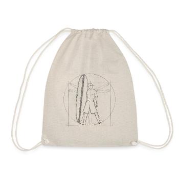 Vitruvian man surfer with surfboard - Drawstring Bag - nature - Front