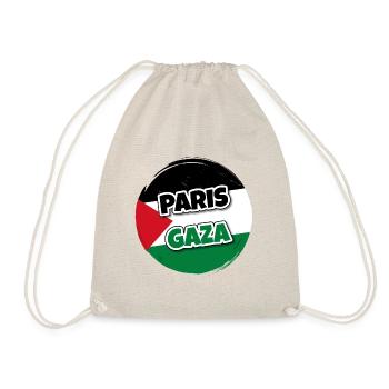 Drapeau de la Palestine rond avec texte PARIS GAZA - Sac de sport léger - nature - Devant