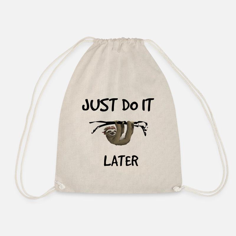 Just do it later - sloth - Drawstring Bag - nature