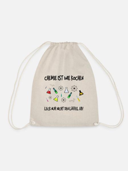 "Chemie ist wie kochen" Labor Print mit Schriftzug - Turnbeutel - Natur