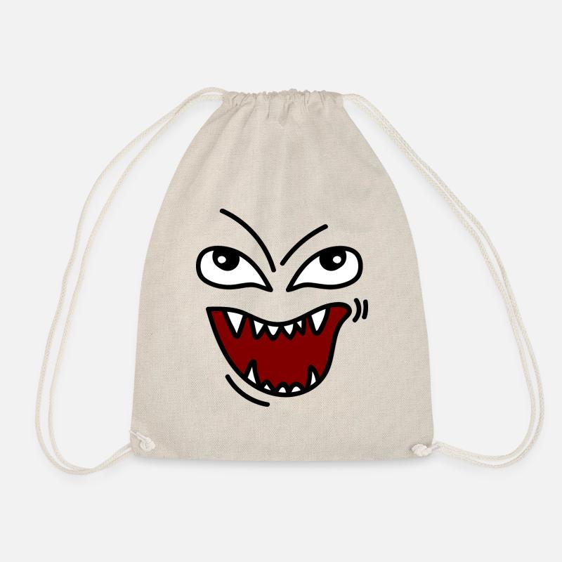 Angry face with teeth - Drawstring Bag - nature