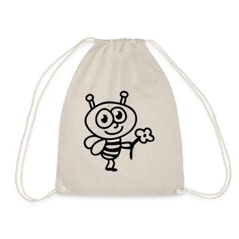 Bee + Flower - Line - Drawstring Bag - nature - Front
