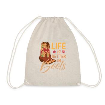 Life is better in country music boots - Drawstring Bag - nature - Front