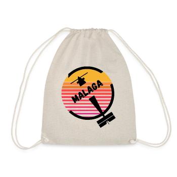 Malaga Beach Spain Plane Sun Retro Holidays - Drawstring Bag - nature - Front