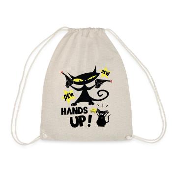 Pew Pew Hands Up, Mouse Cat - Funny Cat - Drawstring Bag - nature - Front