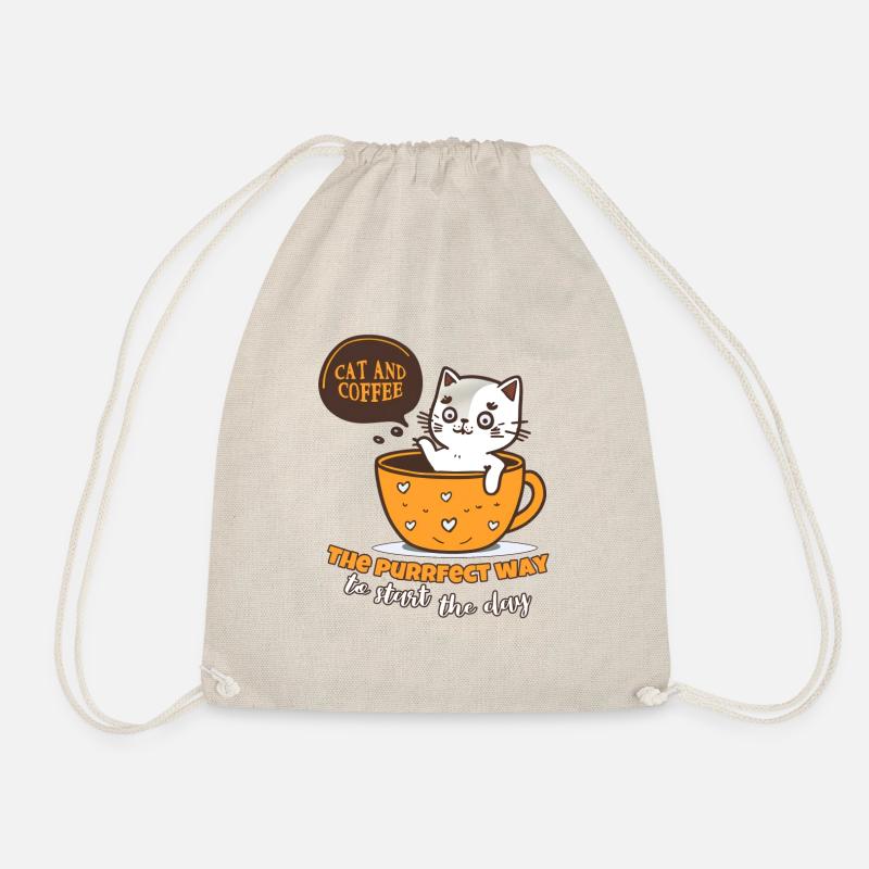 Katzen- und Kaffee-Perfektionstag - Turnbeutel - Natur