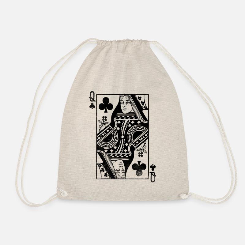 Cross queen playing card - Drawstring Bag - nature