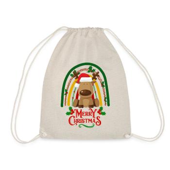 Weihnachten süßer Elch kawaii - Turnbeutel - Natur - Vorne