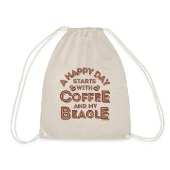 Beagle Kaffee Hund Cafe - Turnbeutel - Natur - Vorne