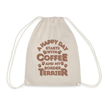 Border Terrier Coffee Dog Cafe - Drawstring Bag - nature - Front