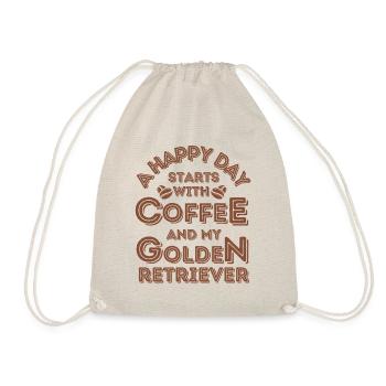 Golden Retriever Coffee Dog Cafe - Drawstring Bag - nature - Front