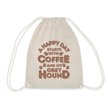 Greyhound Kaffee Hund Cafe - Turnbeutel - Natur - Vorne