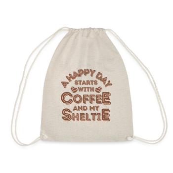 Shetland Sheepdog Coffee Dog Cafe - Drawstring Bag - nature - Front