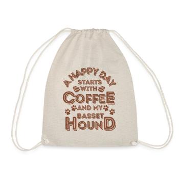 Basset Hound Coffee Dog Cafe - Drawstring Bag - nature - Front