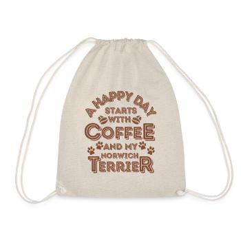 Norwich Terrier Coffee Dog Cafe - Drawstring Bag - nature - Front
