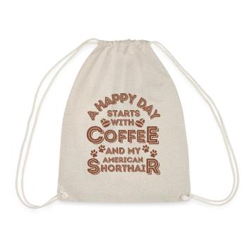 American shorthair Cat Coffee Cafe - Drawstring Bag - nature - Front