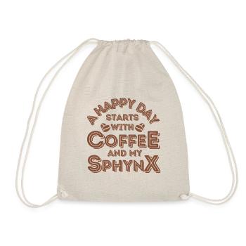 Sphynx Cat Coffee Cafe - Drawstring Bag - nature - Front