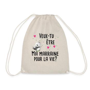 Marraine Bébé Naissance Grossesse Panda Cadeau - Sac de sport léger - nature - Devant