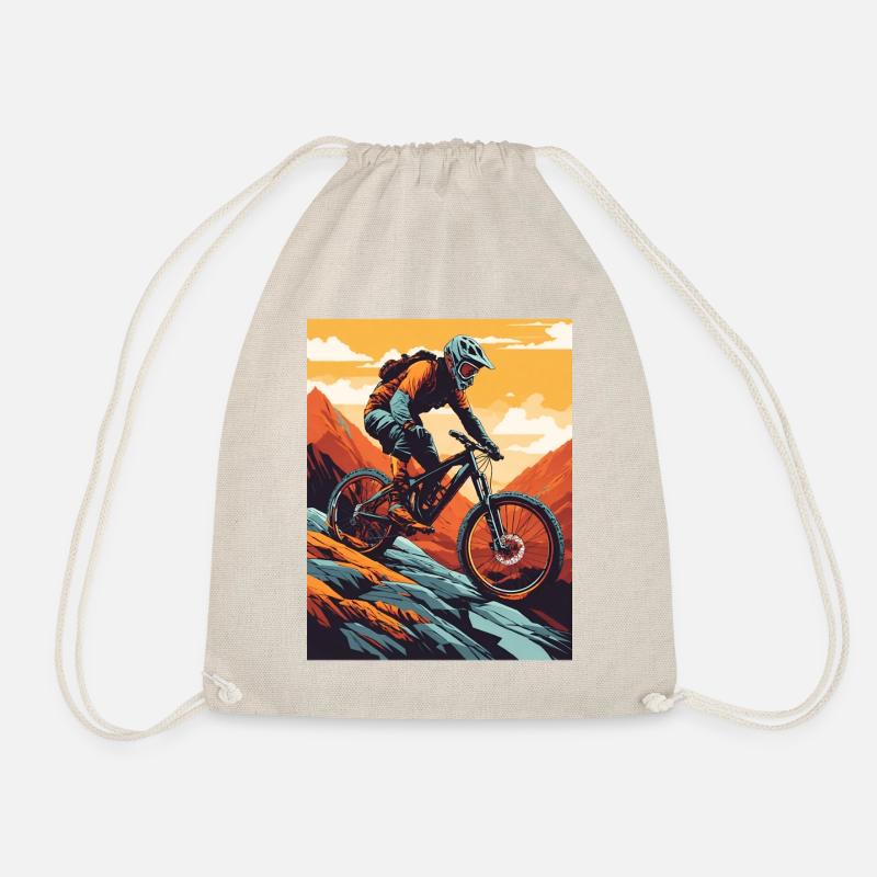 Downhill Delights: Mountain Bike Adventure - Drawstring Bag - nature