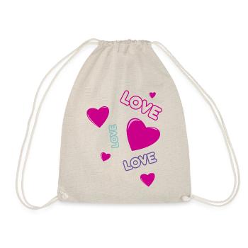 Cute pink Hearts and Love - romantic design - Drawstring Bag - nature - Front