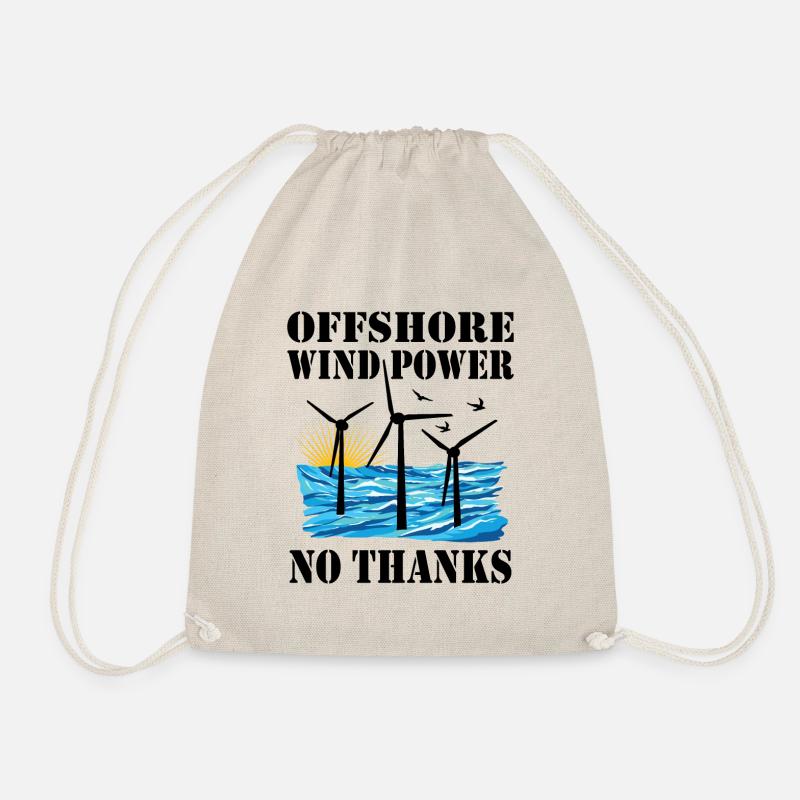 Offshore Wind Power No Thanks - Drawstring Bag - nature