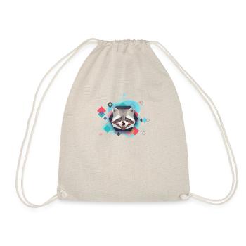 * UNISEX * T-Shirt Polygon Raccoon Design * NEW * - Drawstring Bag - nature - Front