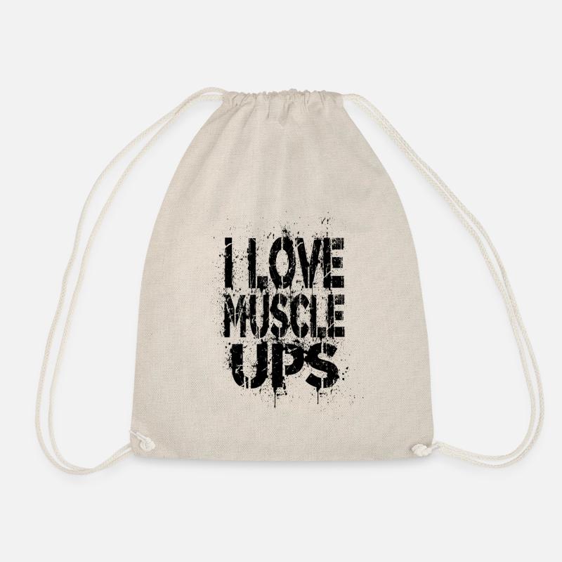 i love muscle ups - Drawstring Bag - nature