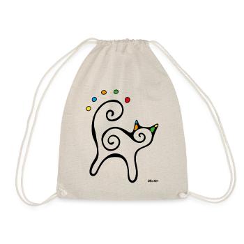 Chat noir stylisé points colorés - Sac de sport léger - nature - Devant