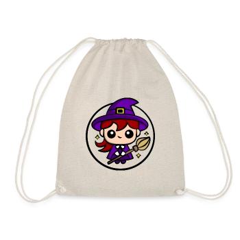 Süße Chibi-Hexe | Niedliches Halloween-Hexen-Desig - Turnbeutel - Natur - Vorne