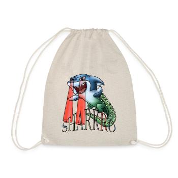 Sharkro - shark crocodile with laser eyes and text - Drawstring Bag - nature - Front