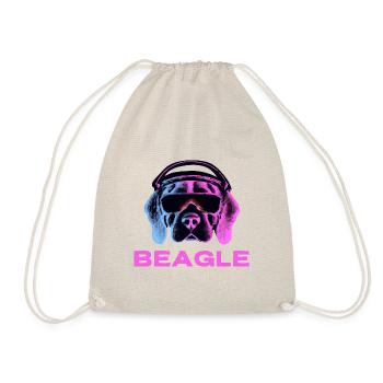 Beagle Synthwave 90s Dog Gift Retro - Drawstring Bag - nature - Front