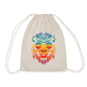 Cool lion in retro style with sunglasses - Drawstring Bag - nature - Front